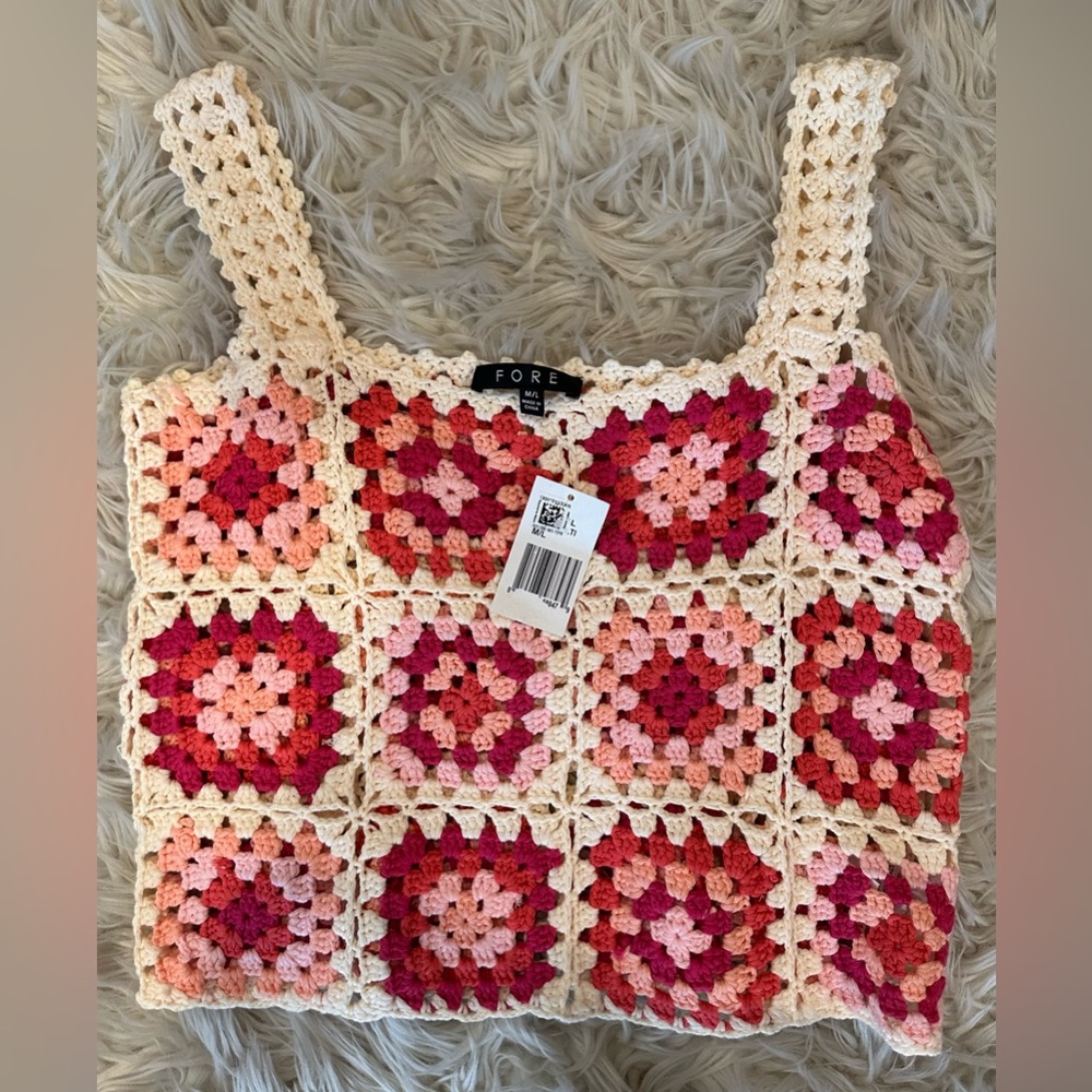 Granny Square Crochet Tank Top NWT M/L